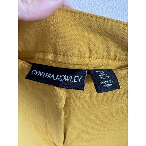 Cynthia Rowley Mustard Yellow Ruffle Trim Fall Preppy Twee Office Academia Pants - Picture 3 of 6